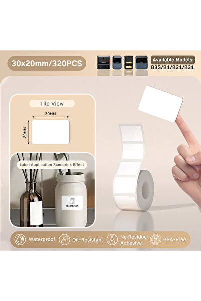 Choice5 White 3020 Niimbot White Adhesive Label Waterproof Sticker Round Pape...