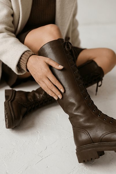 DURUNUN BUTİĞİ Baniletto Brown Lace-Up Side Zipper Casual Women's Boots