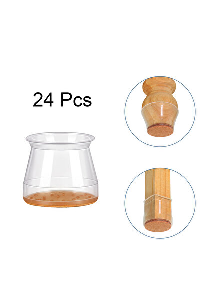 Choice 24 Pcs L ( Fit 33-50mm ) Transparent 24 Pcs Silicone Chair Leg Floor P...