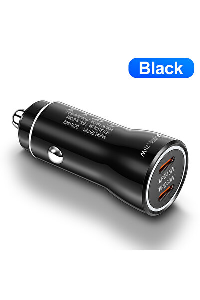 Choice P61 Black 75W USB C Car Charger Dual Ports Type C PD Charger In Car Fa...