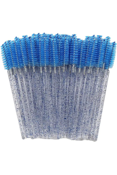 Choice6 C502-blue 50pcs Disposable Crystal Eyelashes Brush Comb 50Pcs Eye Las...