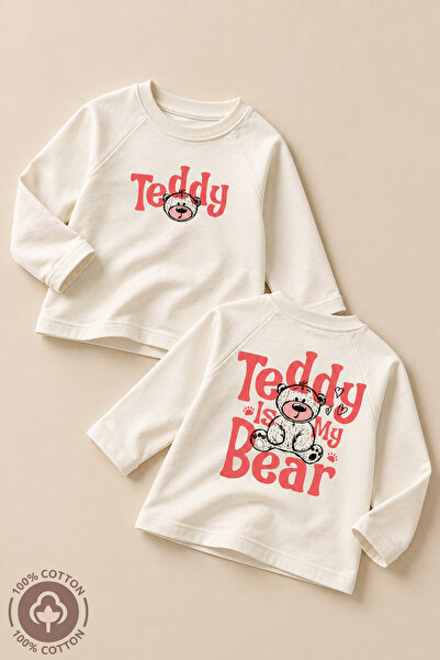 Miniel Erkek Teddy Bear Baskılı %100 Pamuklu Oversize Uzun Kollu T-shirt Bebe...