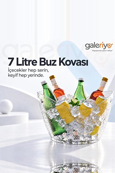 Galeriyo 7 Lt. İçecek ve Buz Kovası – Taşınabilir Şeffaf