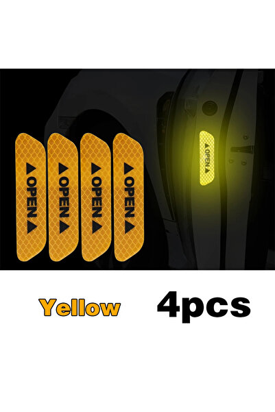 Choice 4PCS Yellow 4PCS Reflective Car Door Sticker Safety Opening Warning Re...