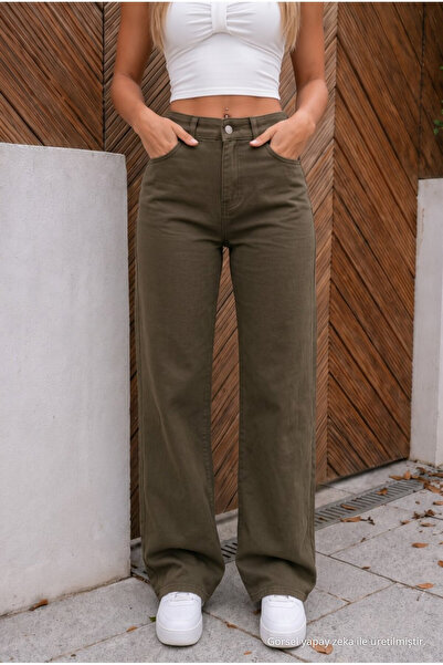 BİKELİFE High Waist Wide Leg Loose Stretchy Palazzo Jeans