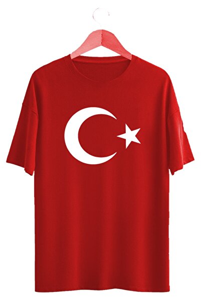 byvol Unisex Türk Bayrağı Baskılı Tişört Ayyıldız Kırmızı T-shirt