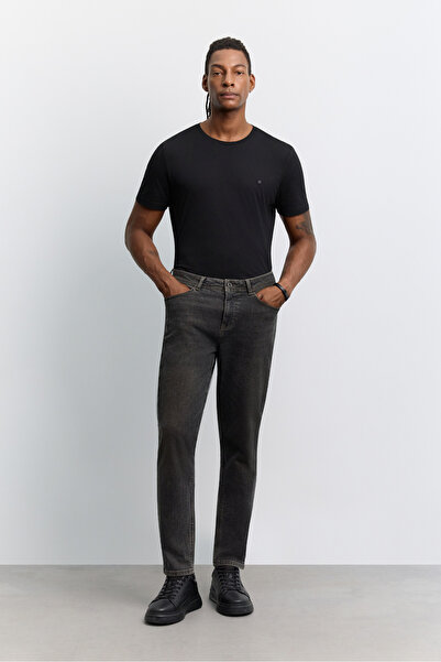Avva Men's Anthracite Antique Washed Cotton Elastane Madrid Comfort Slim Fit ...