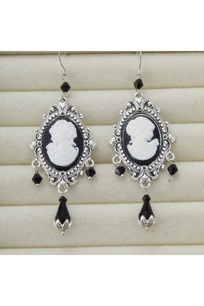 Choice WC1810-1 1pair Gothic Retro Portrait Black Dangle Earrings Palace Styl...
