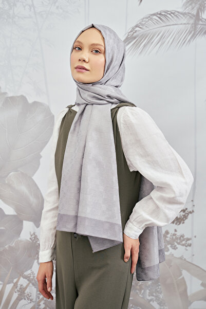ARMANDA Dama Monogram Patterned Shawl 3041-Grey