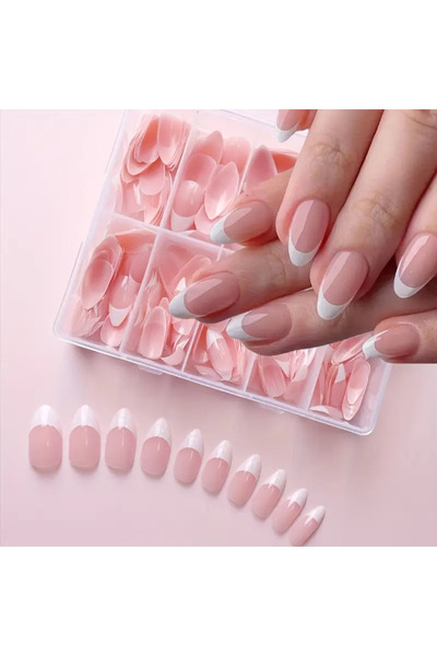 Choice WHITE 120/240/360PCS Box Glossy Soft Gel Pink French Nail Tips Medium ...