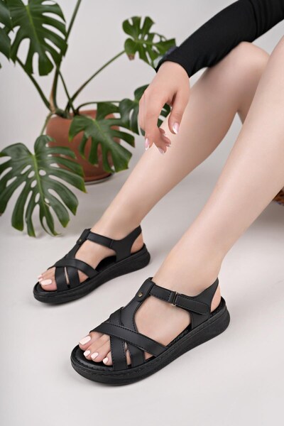 Nesil Shoes Bell 25151 Black Anatomical Women's Sandals