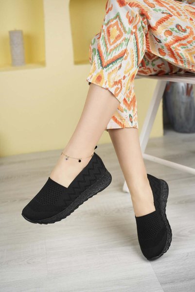 Nesil Shoes Aky 055 Black Knitwear Summer Women's Shoes