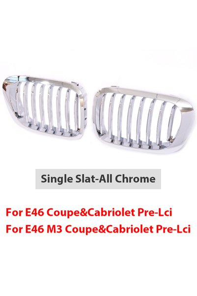 Choice All Chrome Single Slat Grill Kidney Carbon Chrome Grille For 3 Series ...