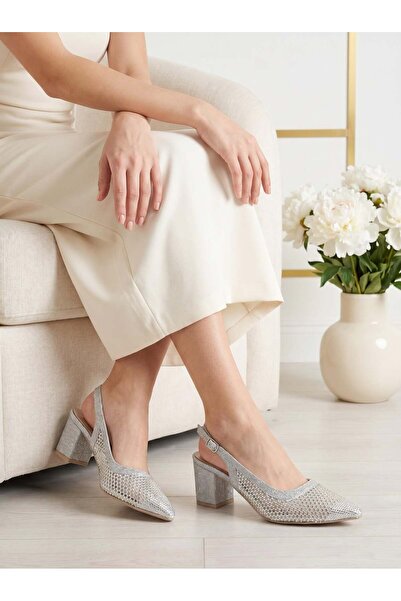 Nesil Shoes Özma 4045 Ασημένια Γόβα Α. Ανοιχτόχρωμα Γυναικεία Παπούτσια