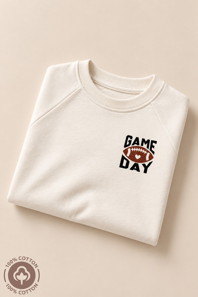 Miniel Men's Game Day Printed 100% Cotton Oversize Long Sleeve T-Shirt Baby-Child