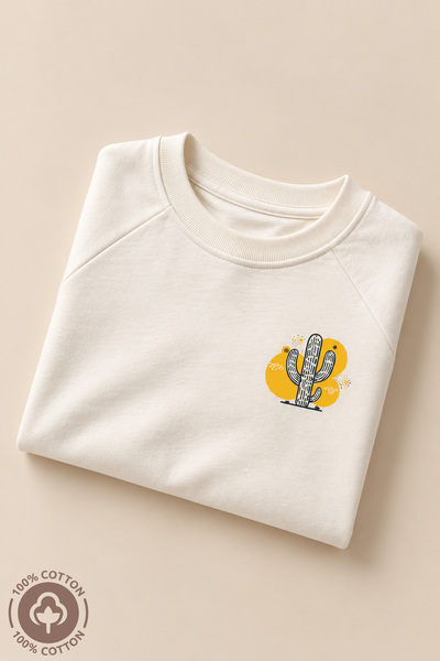Miniel Unisex Cactus Printed 100% Cotton Oversize Long Sleeve T-Shirt Baby-Child