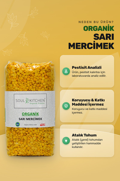 Soul Kitchen Organik Ürünler Organik Sarı Mercimek Katkısız 750 g