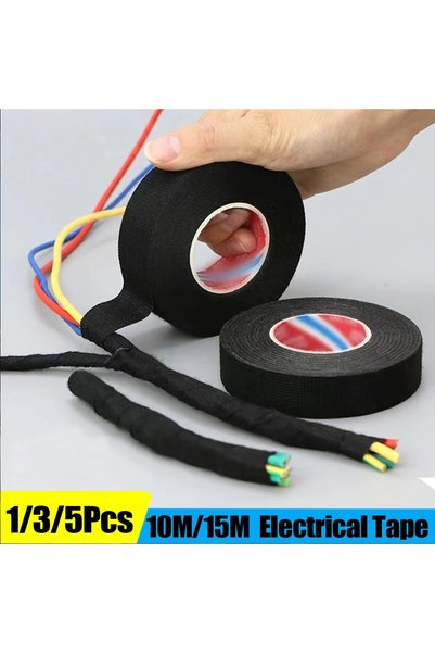 Choice11 15Mx1 9mm black Black Electrical Fabric Tape Heat Resistant Wire Har...