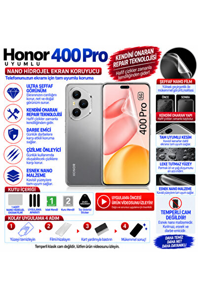 Astakos Honor 400 Pro Uyumlu 0.25mm Kendini Onaran Repair Şeffaf Nano Kırılma...