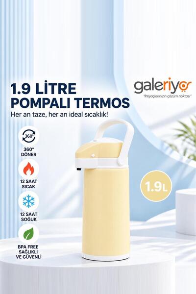 Galeriyo 1.9 Litre Termos Çay Termosu Su Termosu Sarı