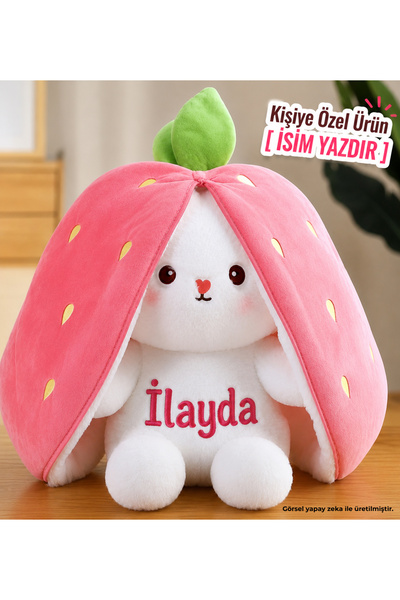 Pandamkee Özgüneroyuncak.KK 50 Cm Çilek Çantalı Tavşan Sevgiliye Özel