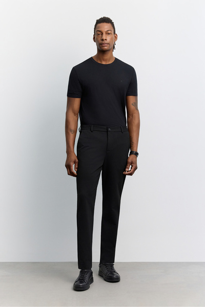 Avva Erkek Siyah Yanı Lastikli Viskon Karışımlı Slim Fit Pantolon A62Y3053