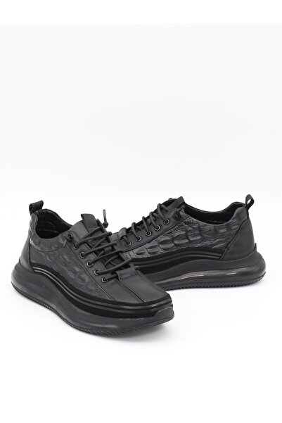 Guja 23K504 Siyah Hakiki Deri Air Taban Erkek Sneakers