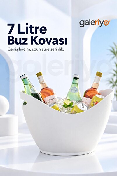 Galeriyo 7 Lt. İçecek ve Buz Kovası – Taşınabilir Beyaz