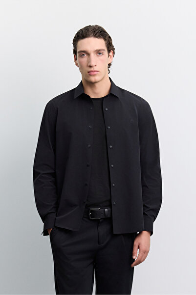 Avva Men's Black Classic Collar Easy-Ironing Wrinkle-Resistant Water-Repellen...