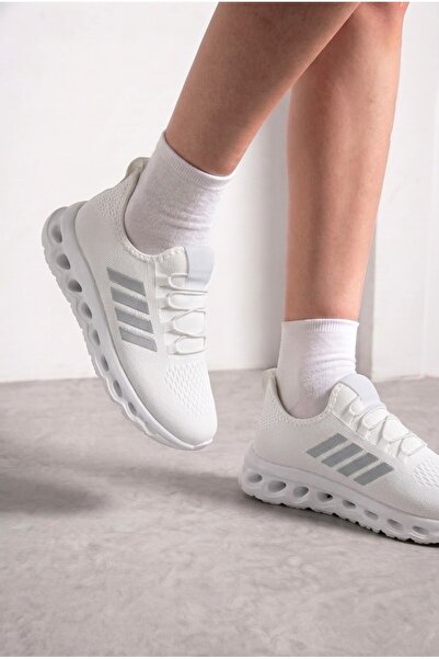 İmerShoes Unisex Spor Ayakkabı Şeritli Bağcıksız Hava Alan Ultra Rahat Hafif Taban Sneaker 125