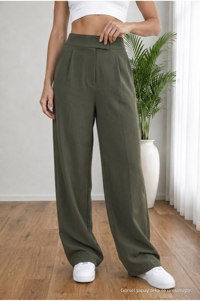 BİKELİFE Women's High Waist Lycra Wide Leg Loose Palazzo Pants with Velcro Cl...