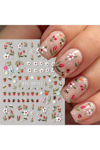 Choice 1pcs STZ-5D122 5D Embossed Kawaii Ladybug Sliders Spring White Daisy F...