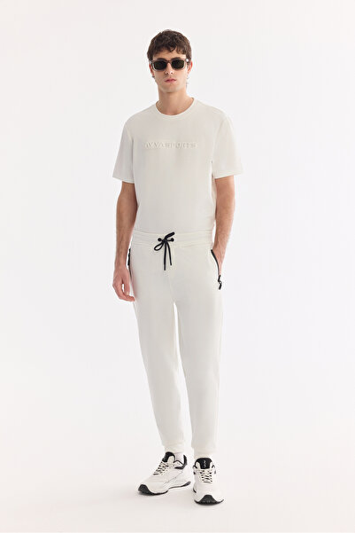 Avva Erkek Beyaz Beli Lastikli Bağcıklı Bi-Stretch Regular Fit Eşofman Altı B...