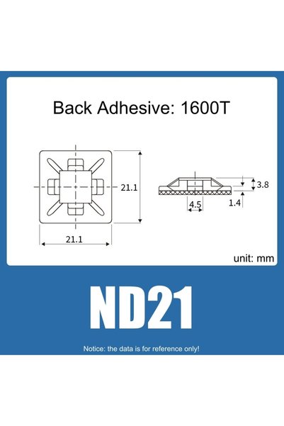 choice2 ND21 أسود 100 قطعة 100 قطعة حامل ربط كابلات نايلون ذاتي اللصق، ربطة س...