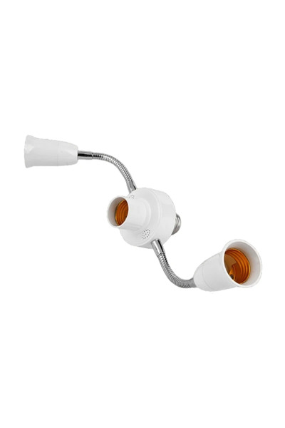 Choice3 2 plus 1 Adjustable White E27 Base Light Socket Splitter Gooseneck LE...