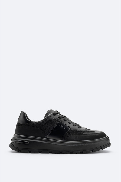 Avva Men's Black 100% Leather Flexible Sole Lightweight Casual Shoes A52Y8021