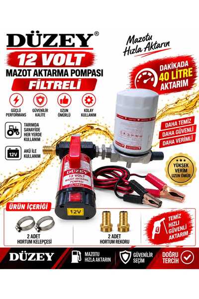 Düzey 12 VOLT MAZOT AKTARMA POMPASI & FİLTRELİ