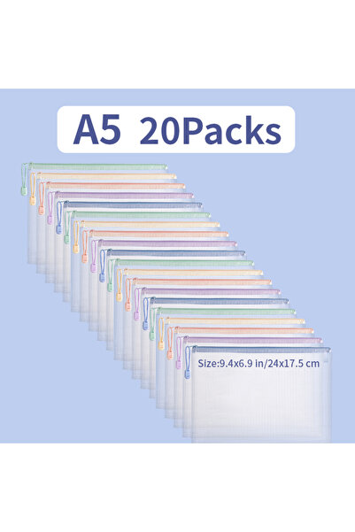 choice2 A5 20PCS Zipper Mesh Bags A4/A5 Plastic Zipper Bags For Organizing Zi...