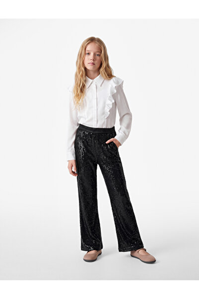 Koton Elastic Waist Sequined Flared Trousers