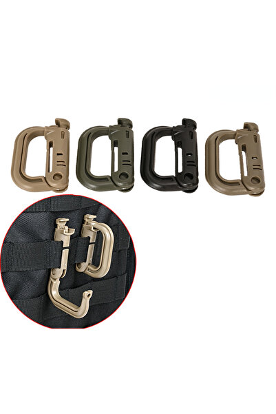 Choice Khaki Tactical D Locking Ring 2 pcs Buckle Grimloc MOLLE Carabiner Pla...