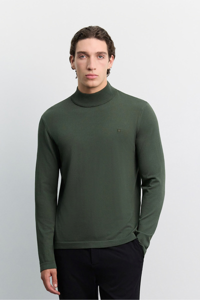 Avva Men's Khaki Half Turtleneck Rayon Non-Pilling Basic Regular Fit Knitwear...
