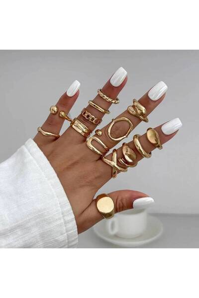 Choice Gold Color IngeSight.Z 14Pcs/Set Hip Hop Punk Irregular Metal Opening ...