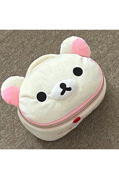 Miniso A New Cute Rilakkuma Bear Girl Plush Elliptical Stereoscopic Makeup Ba...