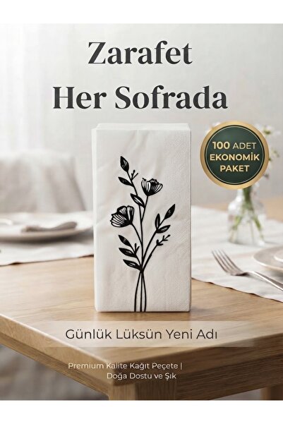 DODO PACK ÇİÇEK DESENLİ PEÇETE 100 ADET, 33X33cm