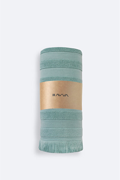 Avva Men's Aqua Green Jacquard Logo Written Towel B008202