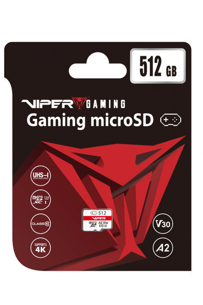 Patriot Viper Gaming Series 512Gb Microsdxc V30 A2 U3 Uhs-I Class 10 Memory Card