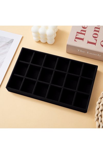 Choice F Black Jewelry Organizer Velvet Jewelry Storage Tray Display Ring Bra...