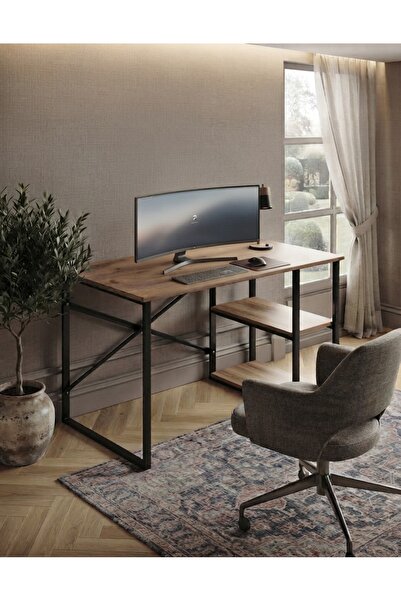 GUİMO Metal Çalışma Masası Laptop Bilgisayar Masası 60x90 2 Raflı Ofis Çalışm...