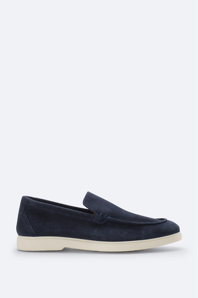 Avva Men's Navy Blue 100% Suede Lightweight Loafer Shoes A61Y8010