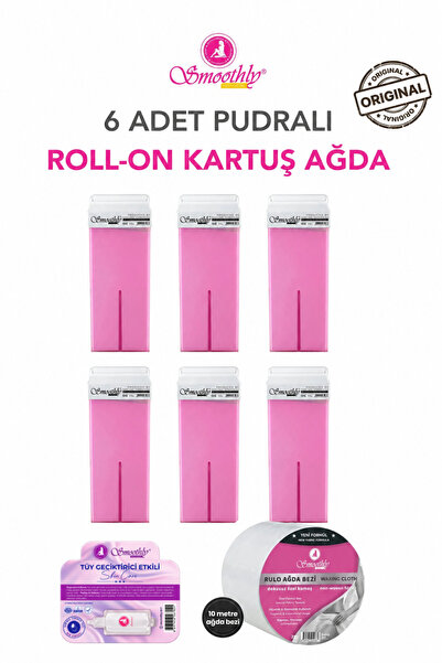 Smoothly Roll-on Kartuş Sir Ağda Pembe Pudralı 6lı Set 600ml Hassas Cilt Ve H...